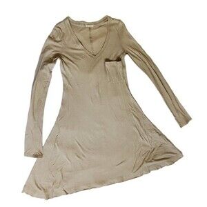I Look Basic tan long sleeve v neck boho dress sz S